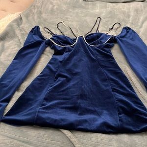 Blue velvet cocktail dress